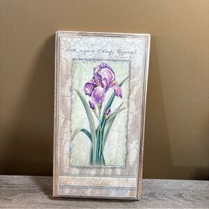 Rare iris 11 X6 Vintage Kathleen Denis Santa Barbara Wooden Design